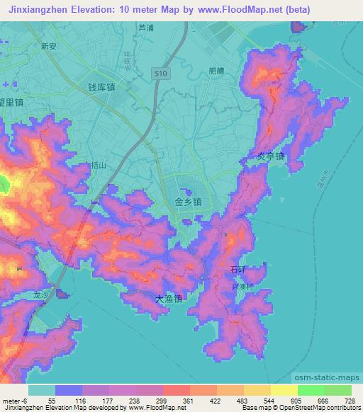 Jinxiangzhen,China Elevation Map