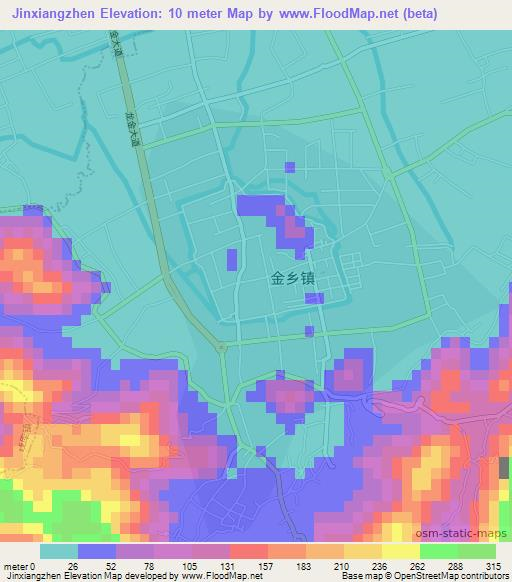 Jinxiangzhen,China Elevation Map
