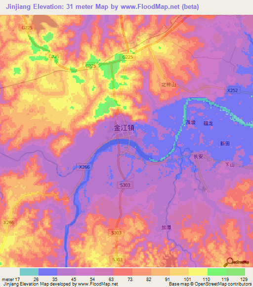 Jinjiang,China Elevation Map