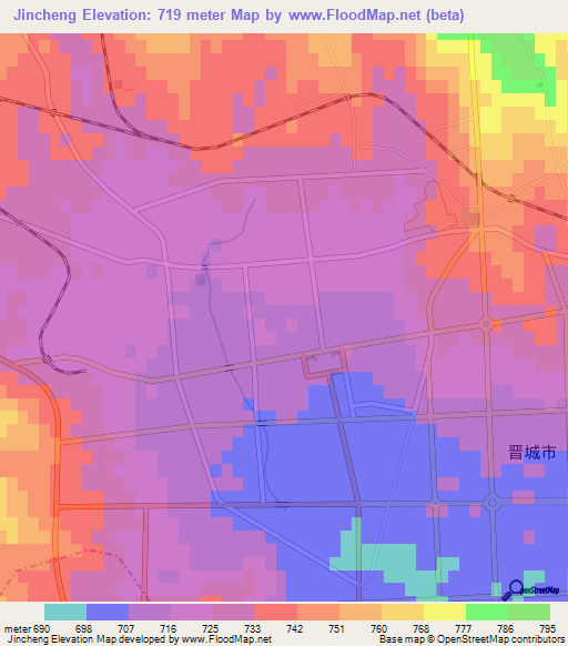 Jincheng,China Elevation Map