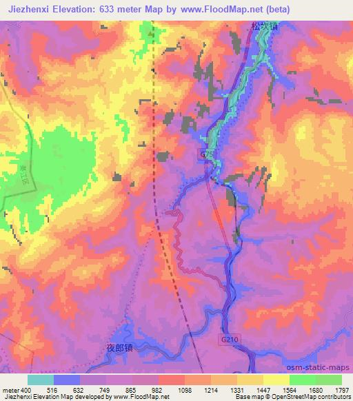 Jiezhenxi,China Elevation Map