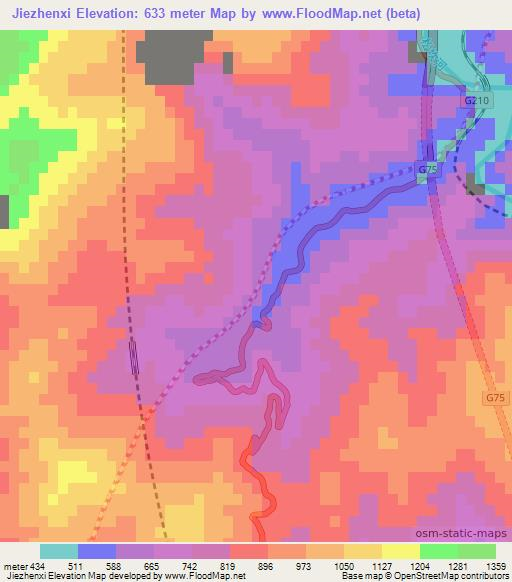 Jiezhenxi,China Elevation Map