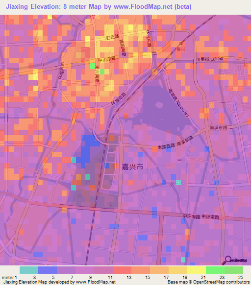 Jiaxing,China Elevation Map