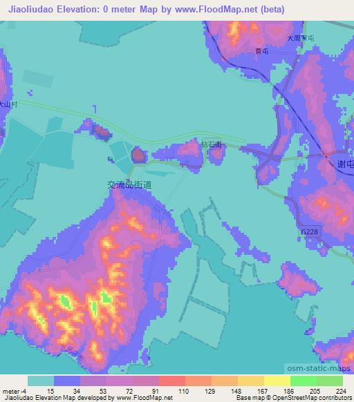 Jiaoliudao,China Elevation Map