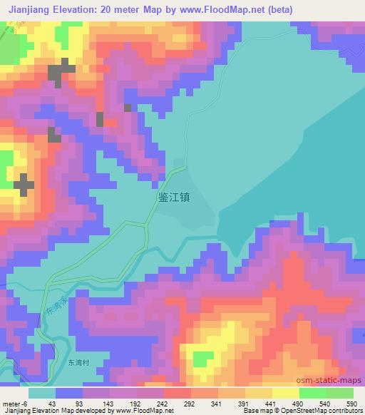Jianjiang,China Elevation Map