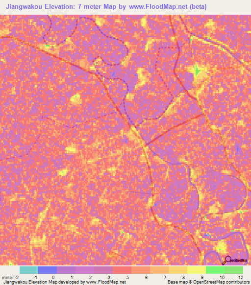 Jiangwakou,China Elevation Map