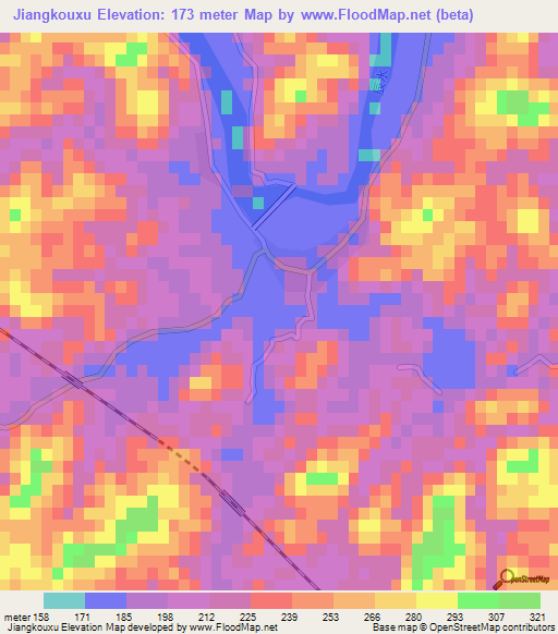 Jiangkouxu,China Elevation Map