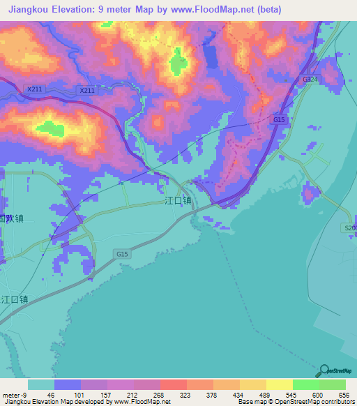 Jiangkou,China Elevation Map