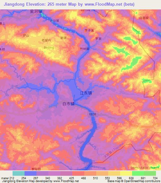 Jiangdong,China Elevation Map