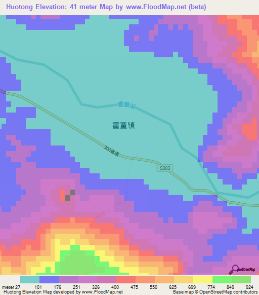 Huotong,China Elevation Map