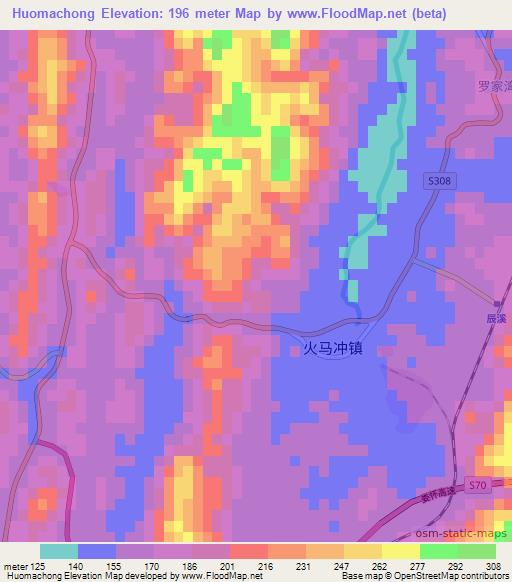 Huomachong,China Elevation Map