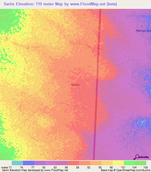 Sarim,Kenya Elevation Map