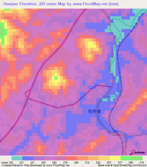 Huaqiao,China Elevation Map