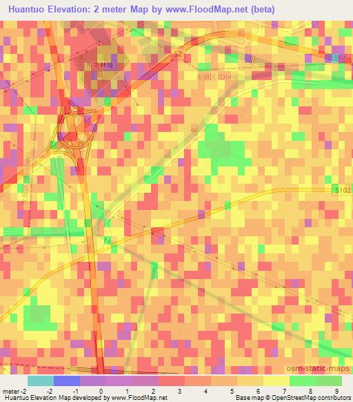 Huantuo,China Elevation Map