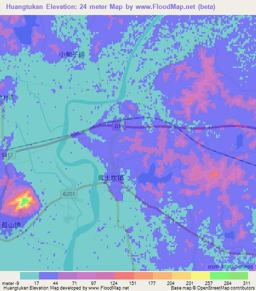 Huangtukan,China Elevation Map
