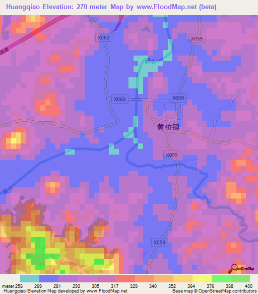Huangqiao,China Elevation Map