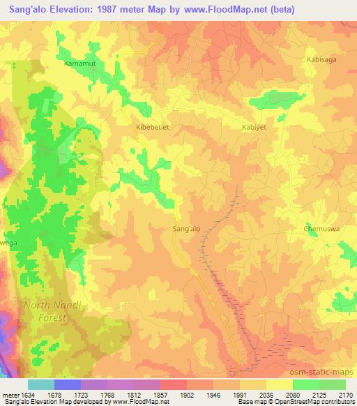 Sang'alo,Kenya Elevation Map
