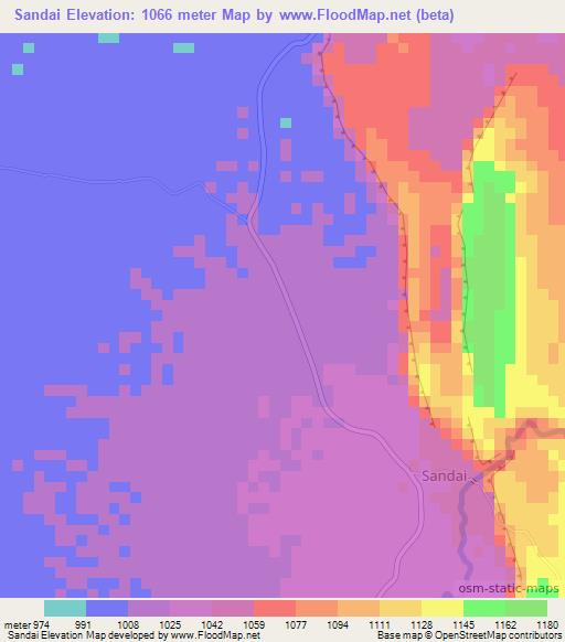 Sandai,Kenya Elevation Map