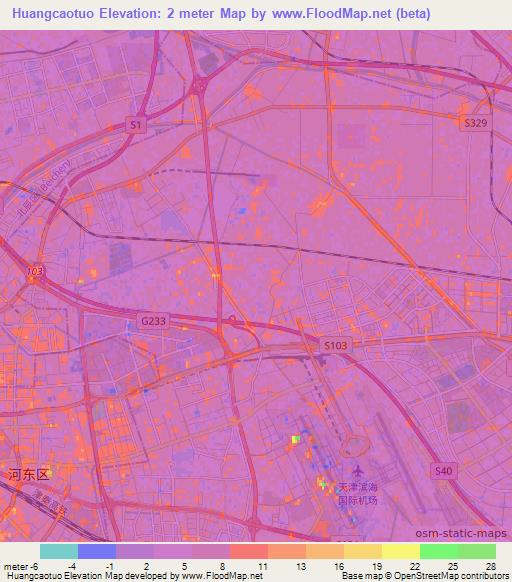 Huangcaotuo,China Elevation Map