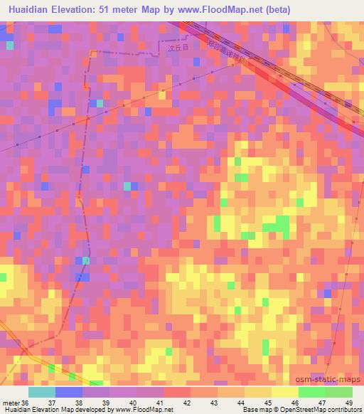Huaidian,China Elevation Map