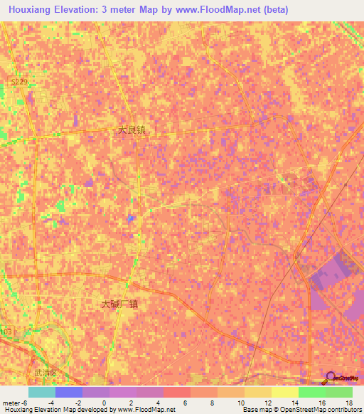 Houxiang,China Elevation Map