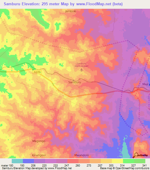 Samburu,Kenya Elevation Map