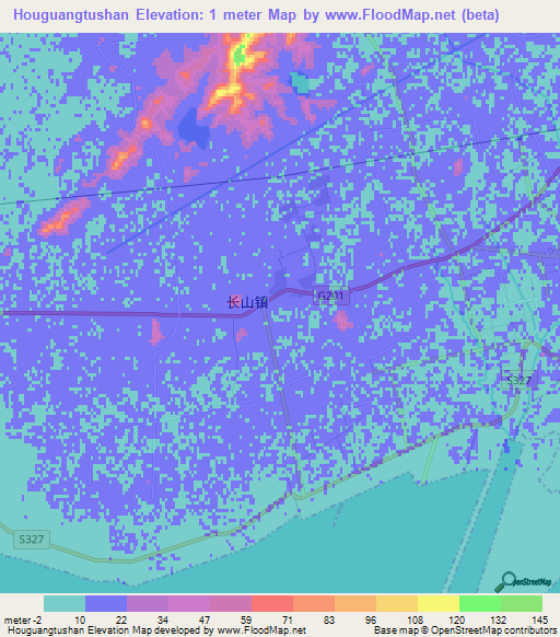 Houguangtushan,China Elevation Map
