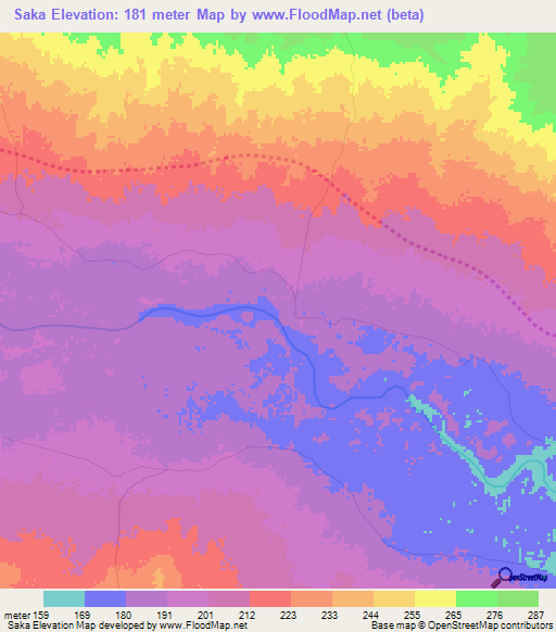 Saka,Kenya Elevation Map