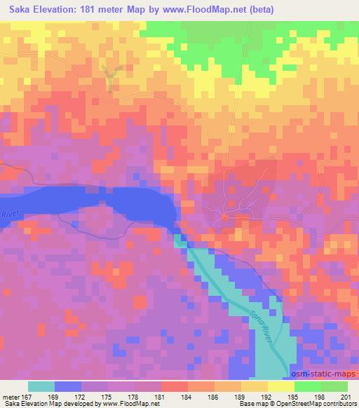 Saka,Kenya Elevation Map