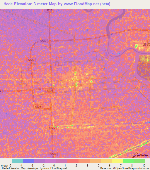 Hede,China Elevation Map