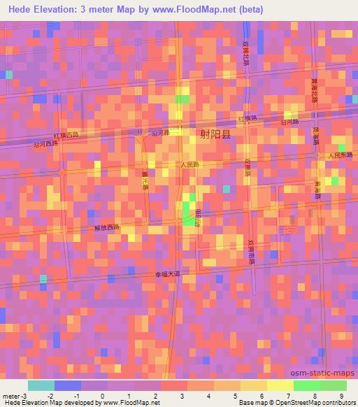 Hede,China Elevation Map