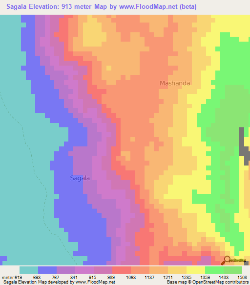 Sagala,Kenya Elevation Map