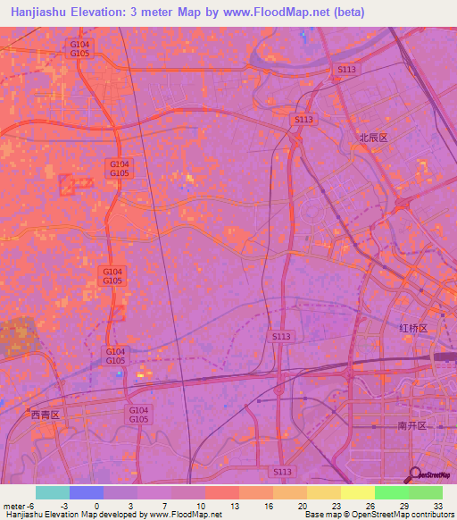 Hanjiashu,China Elevation Map