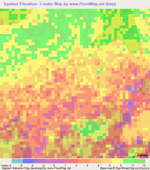 Saadani,Kenya Elevation Map
