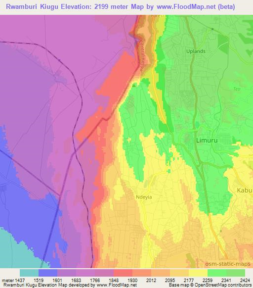 Rwamburi Kiugu,Kenya Elevation Map
