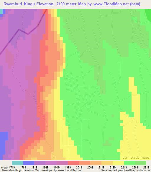 Rwamburi Kiugu,Kenya Elevation Map
