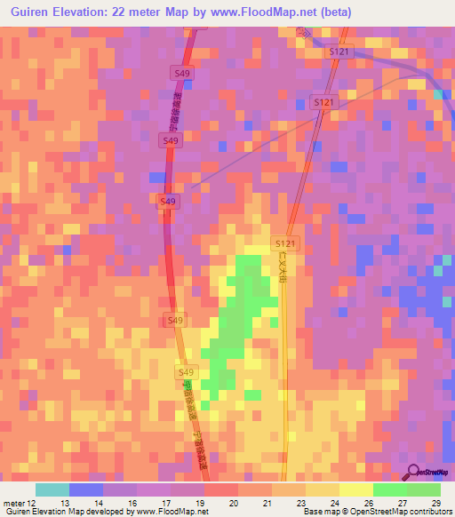 Guiren,China Elevation Map