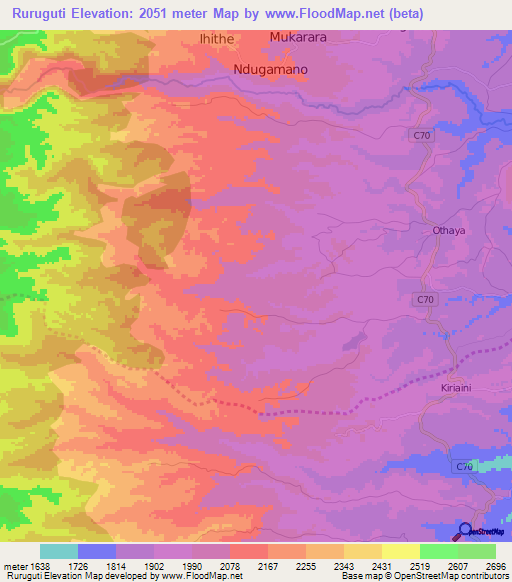 Ruruguti,Kenya Elevation Map