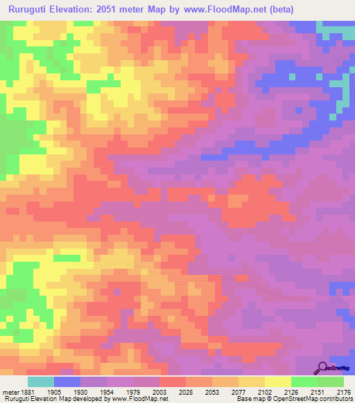 Ruruguti,Kenya Elevation Map