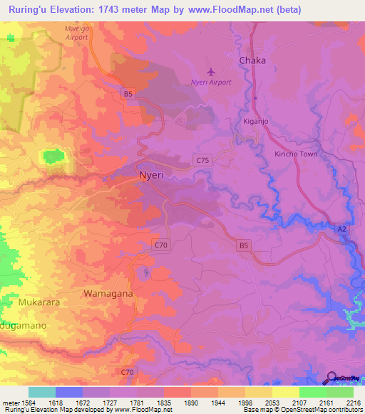 Ruring'u,Kenya Elevation Map