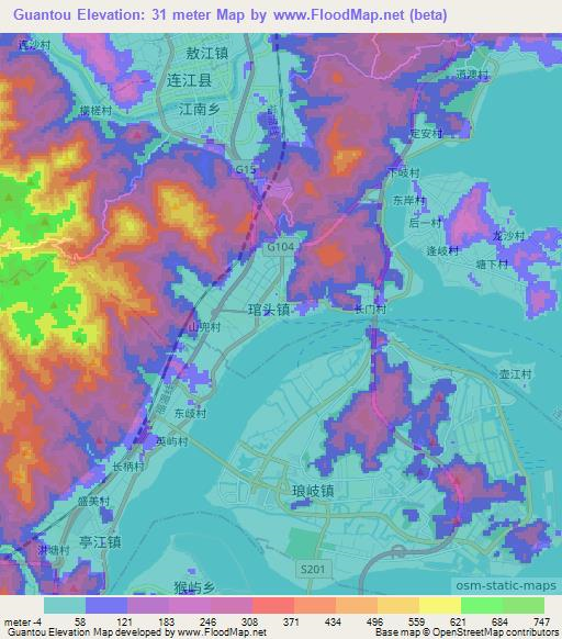 Guantou,China Elevation Map