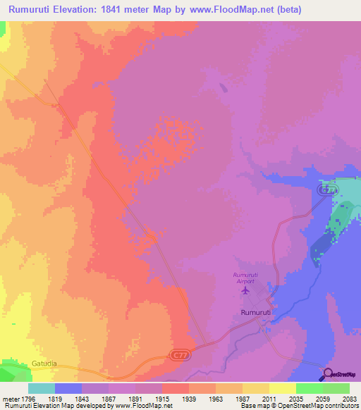 Rumuruti,Kenya Elevation Map