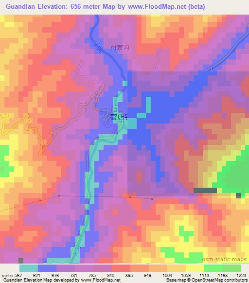 Guandian,China Elevation Map