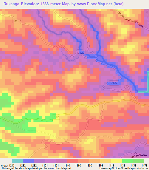 Rukanga,Kenya Elevation Map