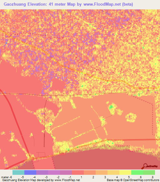 Gaozhuang,China Elevation Map