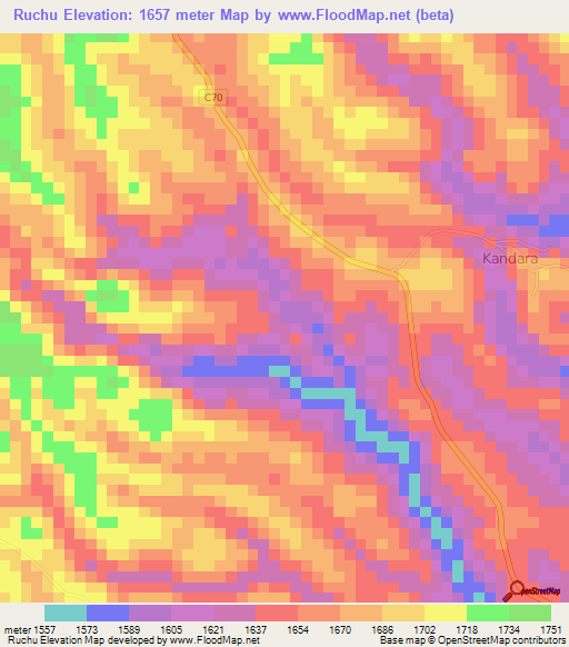Ruchu,Kenya Elevation Map