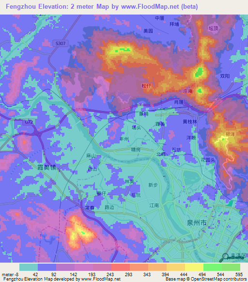 Fengzhou,China Elevation Map