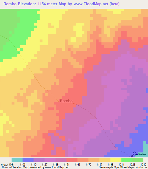 Rombo,Kenya Elevation Map