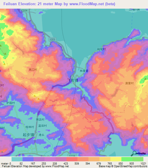 Feiluan,China Elevation Map