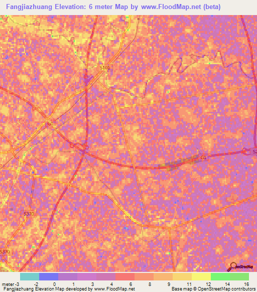 Fangjiazhuang,China Elevation Map